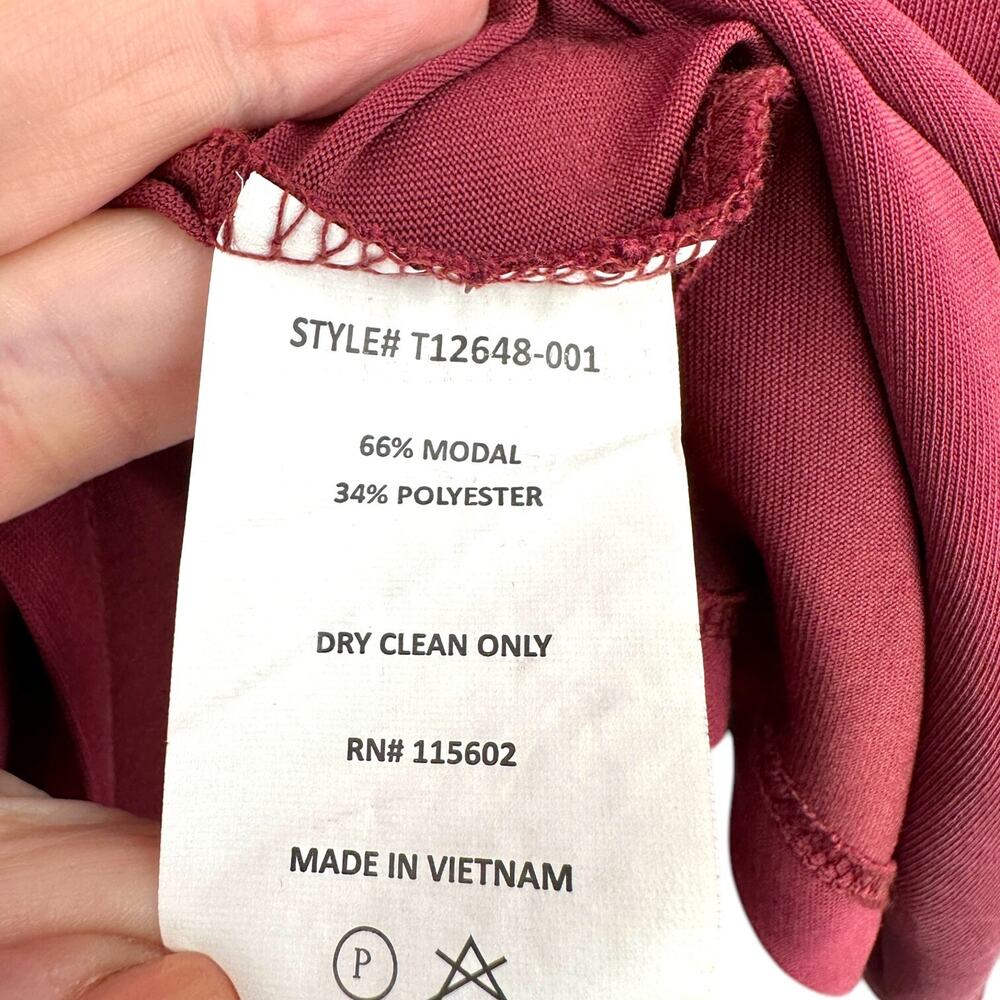 Lush Pink 3/4 Sleeves Roll‎ Tab Pleated Deep V Neck Tunic Blouse Extra Large - Picture 4 of 6